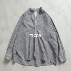 TICCA ティッカ バンドカラー ストライプ シャツ オーバーサイズ
