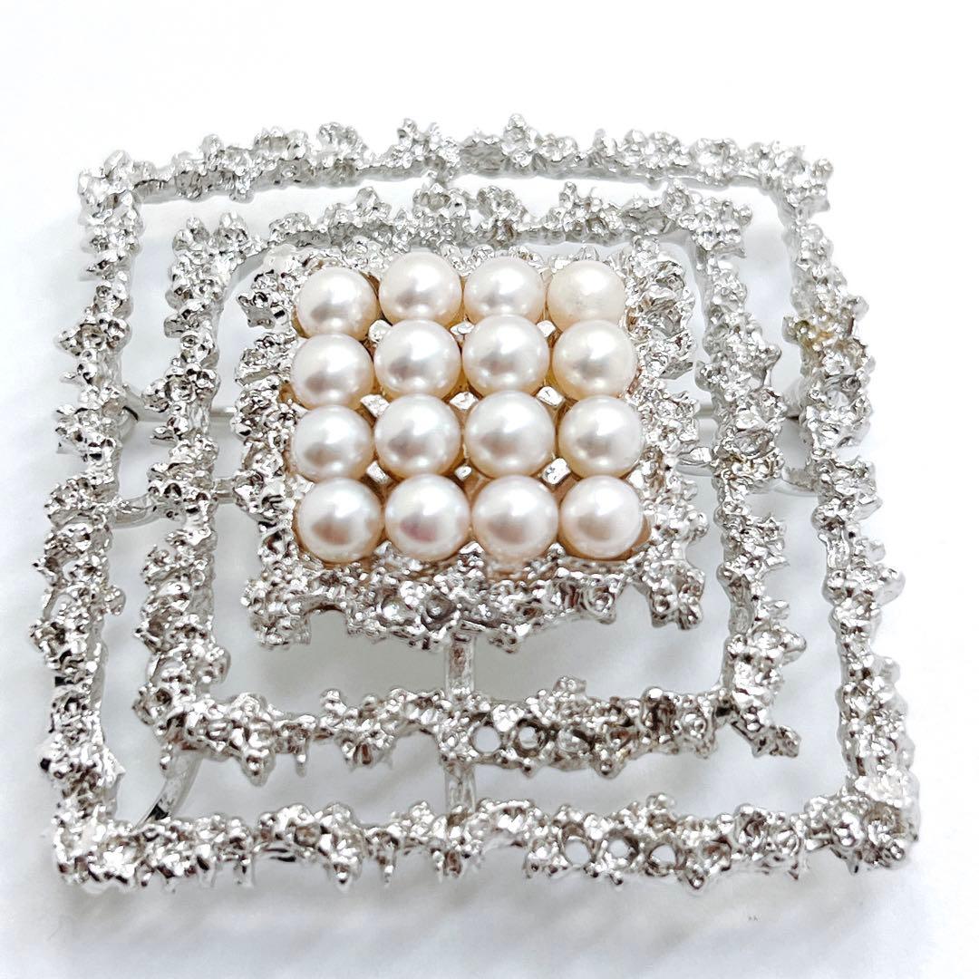 極美品✨田崎真珠 TASAKI タサキ パール ブローチ コサージュ スクエア