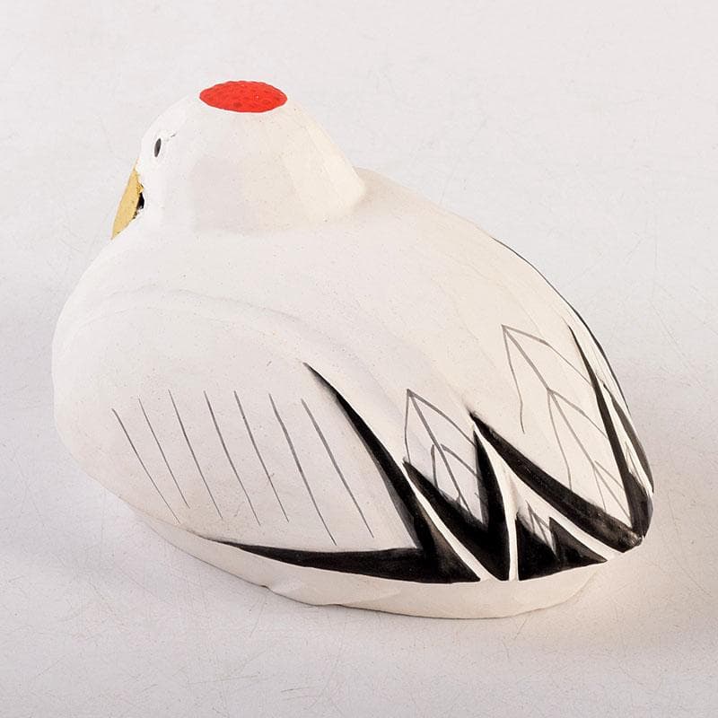 茶道具 豊泉作 奈良一刀彫 木彫彩色 鶴香合 共箱 V 8310