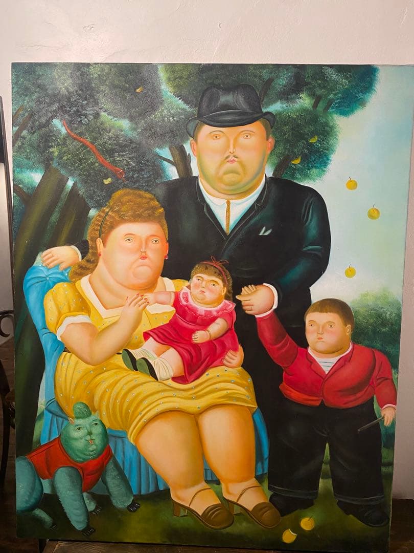 油彩画《Una familia》模写 80×64cm ボテロ風 インテリアアート