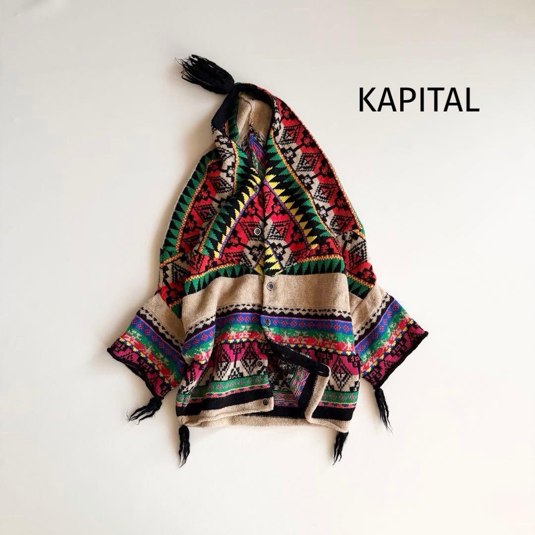 【キャピタル】フード 総柄ニットトップス ウール混 ネイティブ ヴィンテージ フード総柄ニット[商品：PN24AW-030] - PUNYUS Online Store / 公式通販