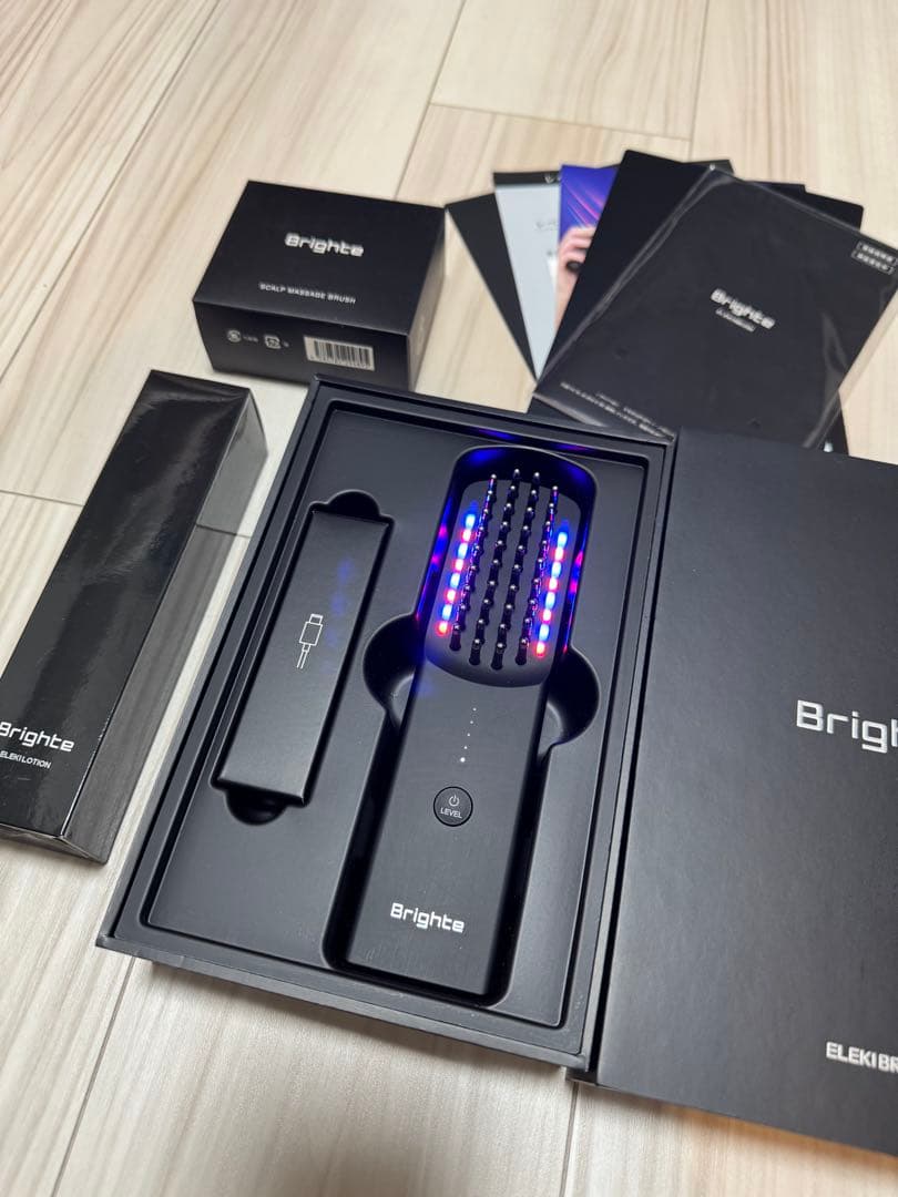 【ほぼ新品】3点セット★エレキブラシ ブライト エレキローション ブラシ 佐々木希新品未開封 Brighte 本体 ローション スカルプブラシ 3点