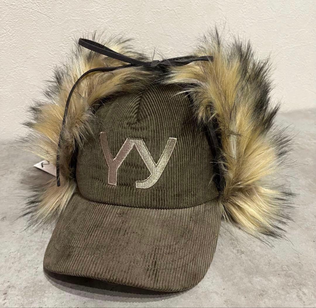open Yy ファーキャップ ブラウン OPEN YY FAUX FUR CORDUROY EARFLAP CAP ファー キャップ (OPEN