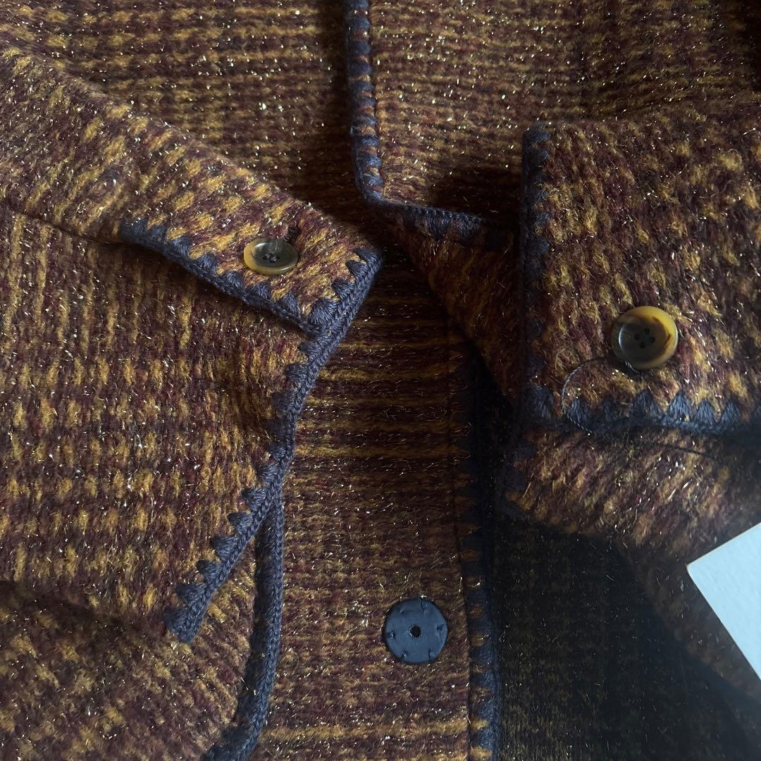 タグ付き MACPHEE チェックスパーク ノーカラージャケット 36