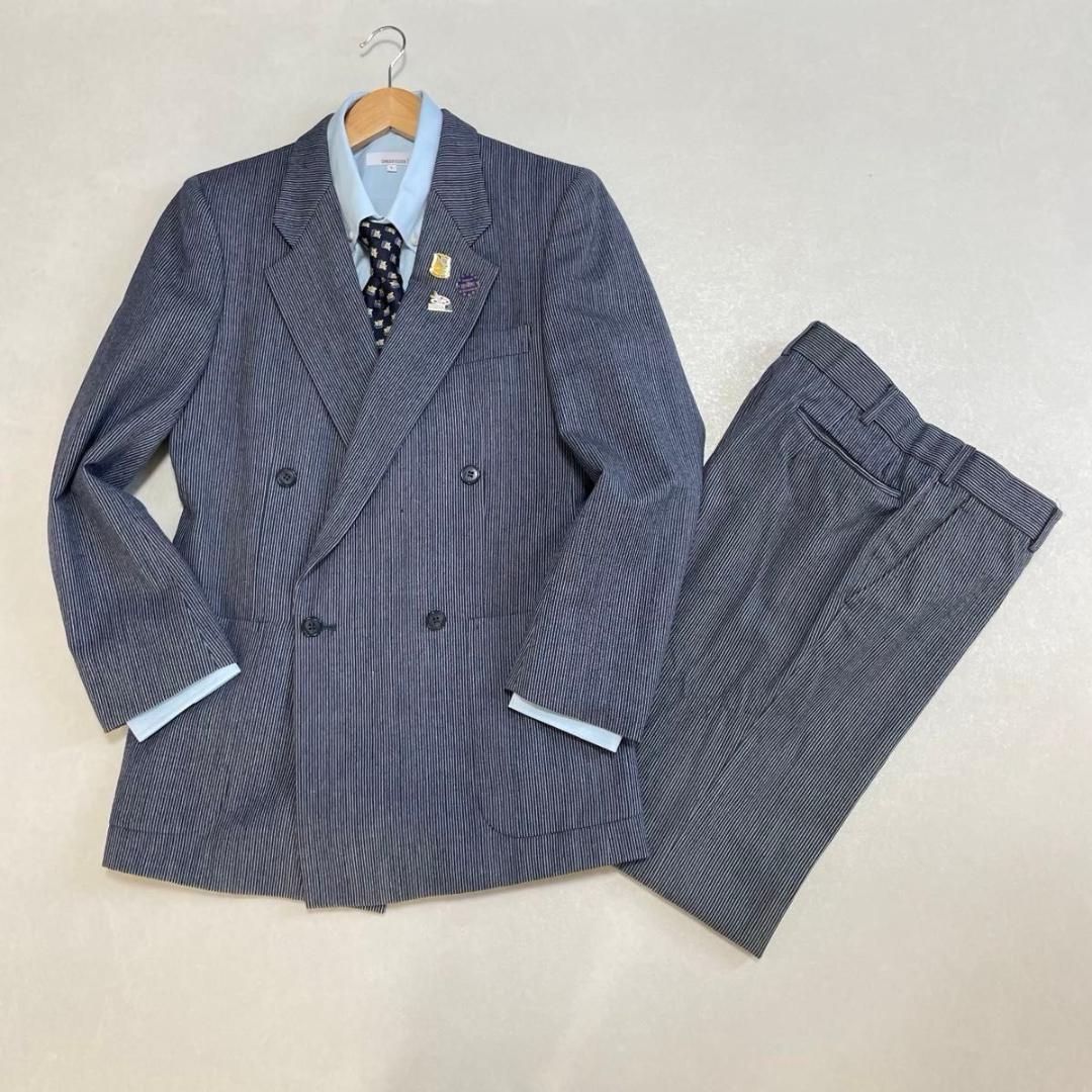 90s セットアップ ダブルスーツ ネイビーストライプ 成人式 ヒッコリー 90s セットアップ ダブルスーツ ネイビーストライプ 成人式 ヒッコリー