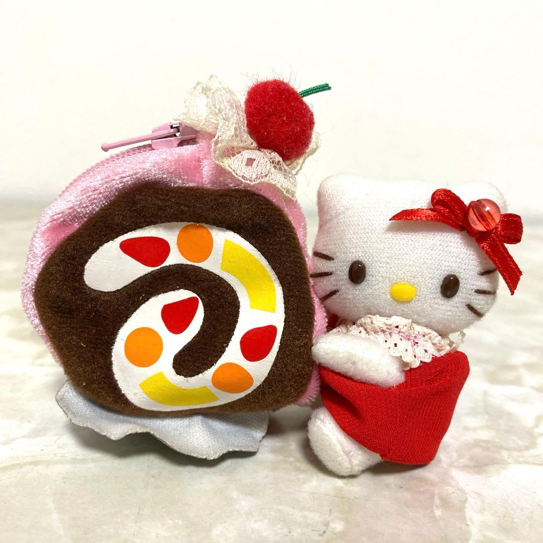 d*3様 激レア！2006年 ロールケーキとキティ ぬいぐるみマスコット 平成レ サンリオ ハローキティ 日焼けシリーズ PVCマスコット レッド 平成レトロ