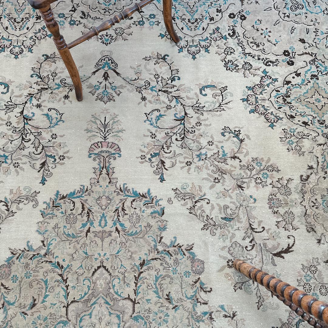 トルコヴィンテージラグ A76超大判 最高級 レア カイセリ グレージュ