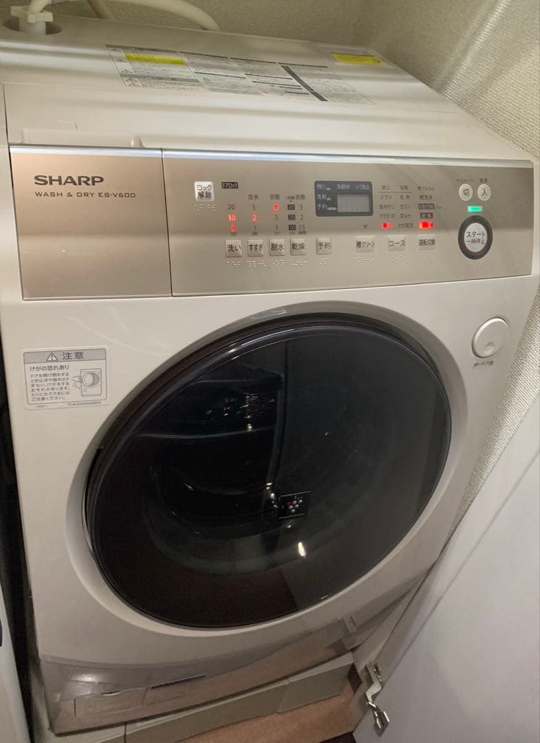 送料込み　SHARP　ES-V600　ドラム式洗濯乾燥機 シャープ、全方向スクラブウォッシュ機能搭載の9.0kgドラム式洗濯機