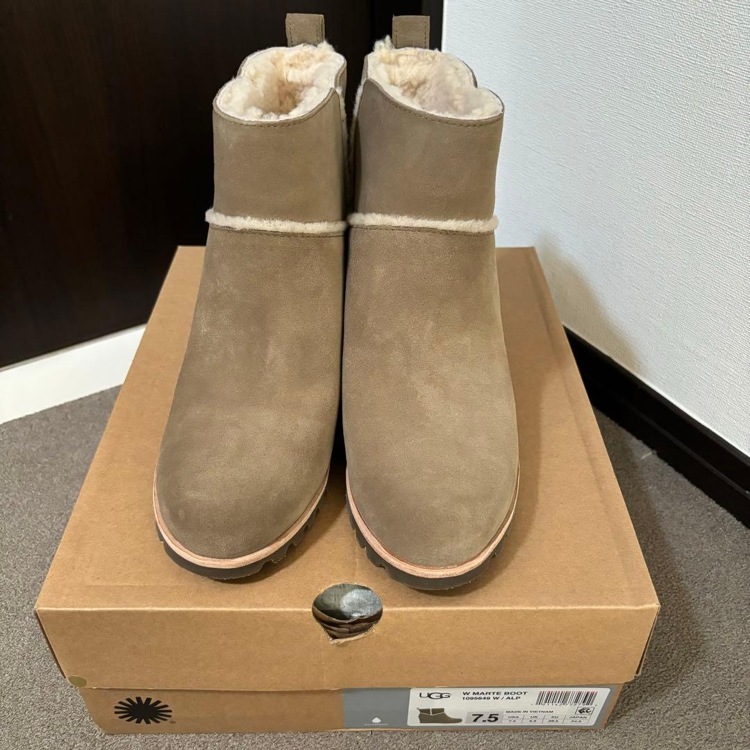 超希少UGG W MARTE BOOT本革防水ヒールファーブーツ ウェッジ 完売