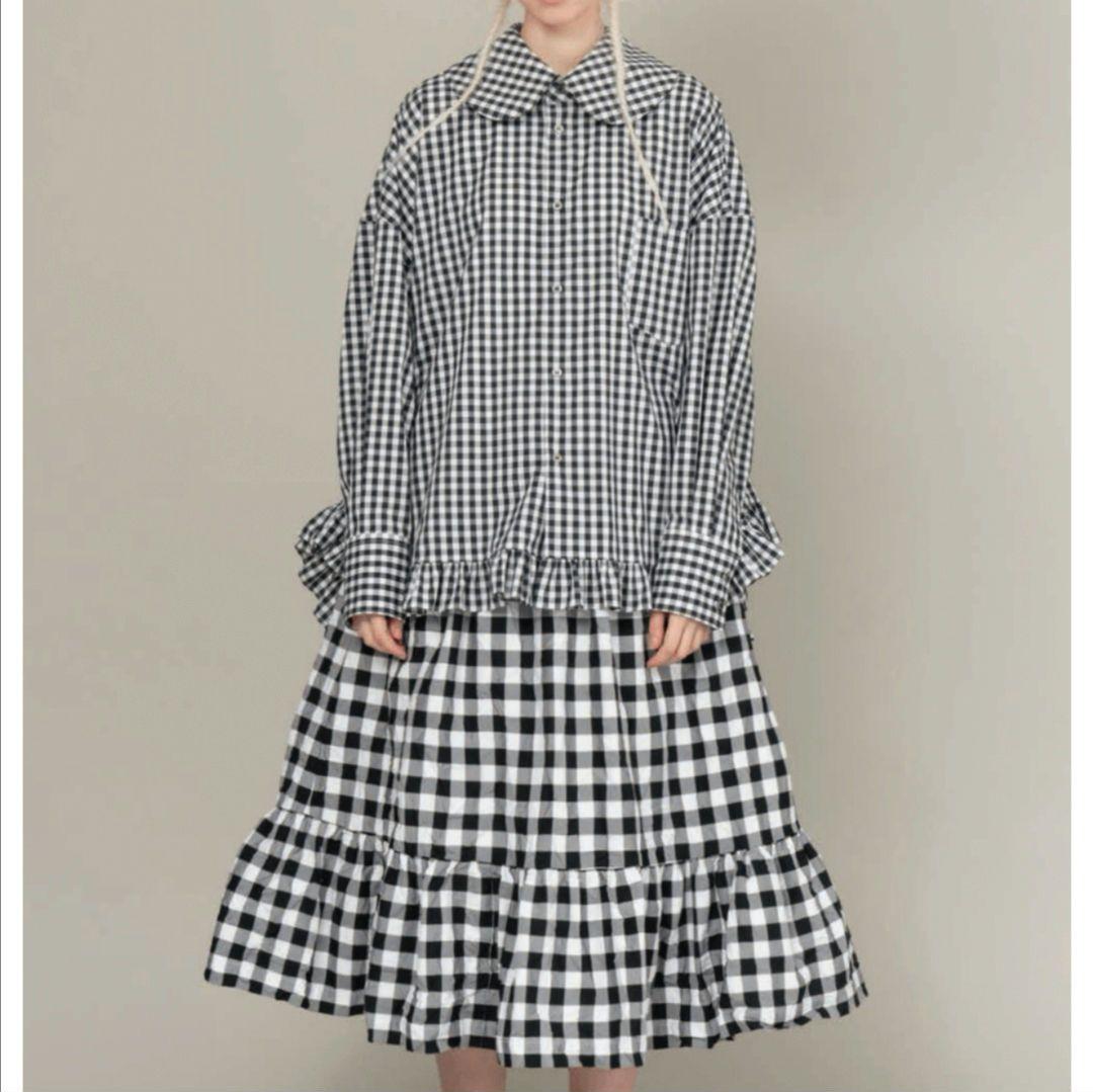 美品 コムデギャルソンガール ラウンドカラー フリル ギンガムチェック
