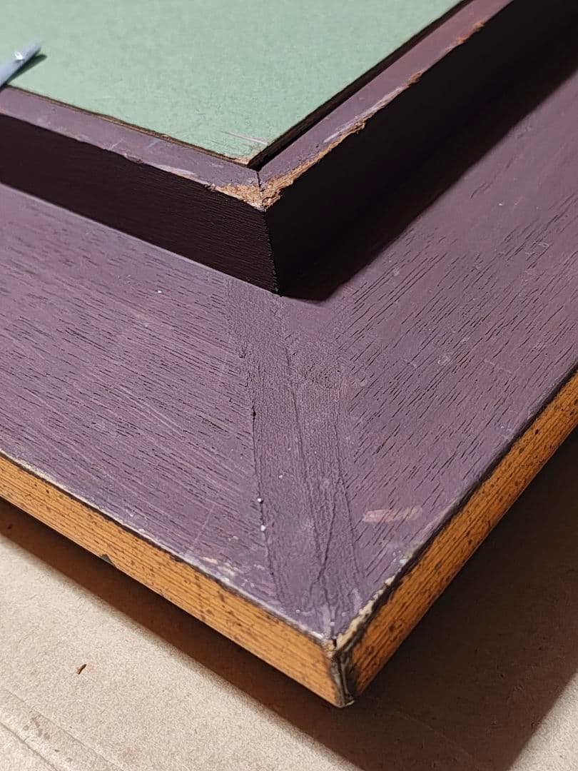 F12号】大型 油絵 風景画 額縁入り バス停 山道 アンティーク 肉筆