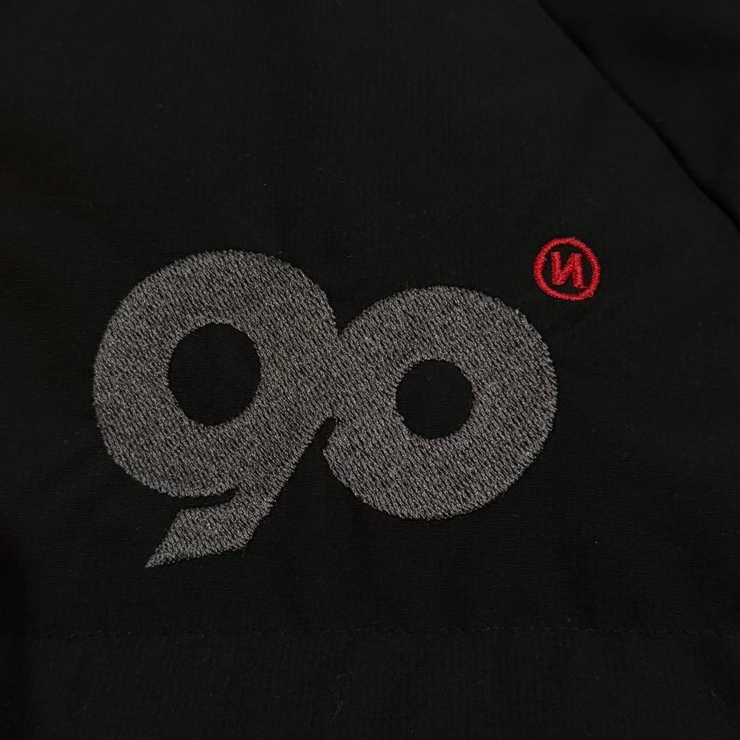 9090 ダウンジャケット ユニセックス ドローコード ブラック 短丈 刺繍