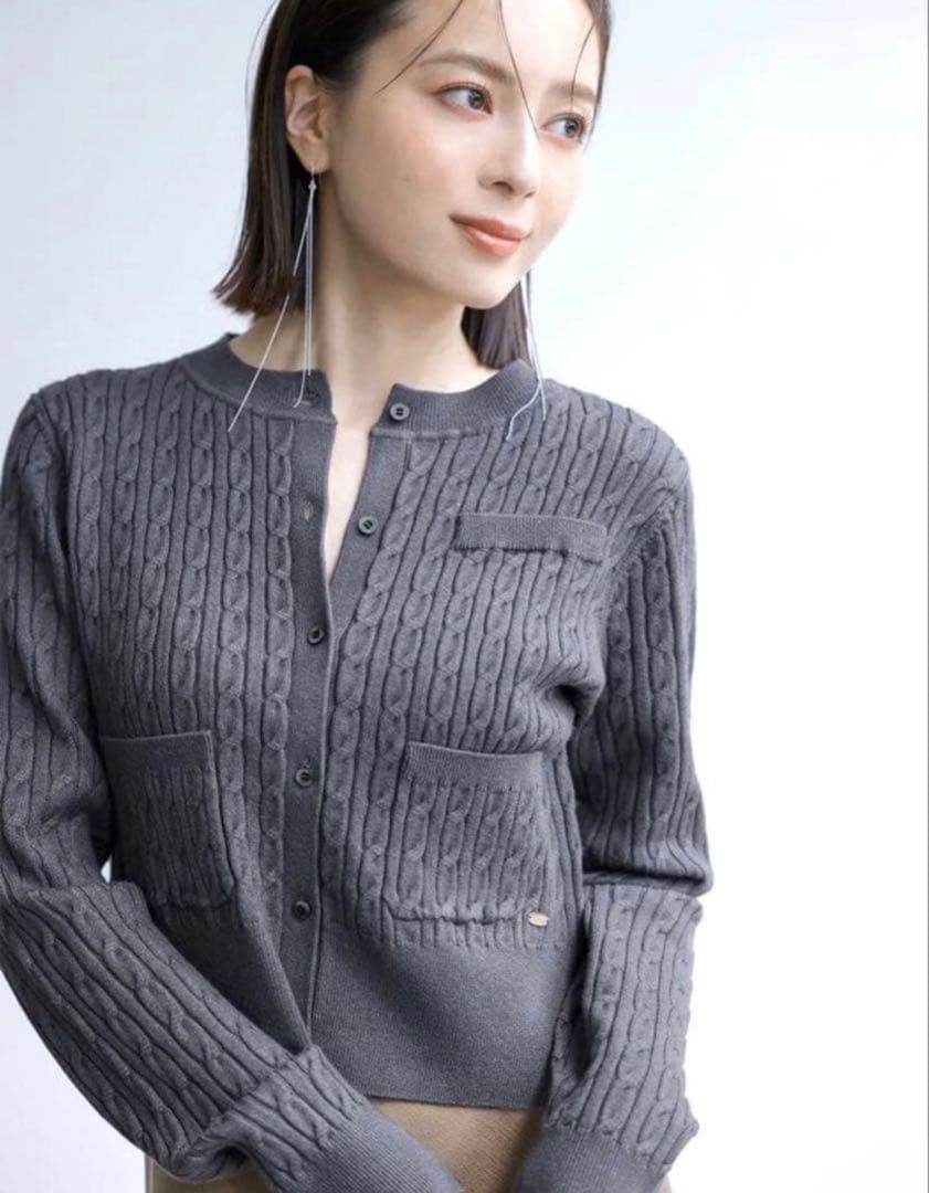 anuans リトルケーブルニットカーディガン グレー - メルカリ