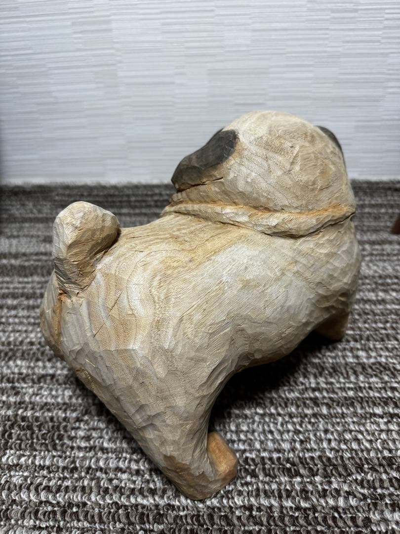 あーる様専用 ハンドメイド 木彫り 手彫り パグ 一点物 置物 インテリア
