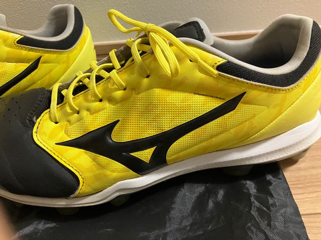 野球　ミズノ　オーダースパイク　ポイント　イエロー　ブラック　28.5cm