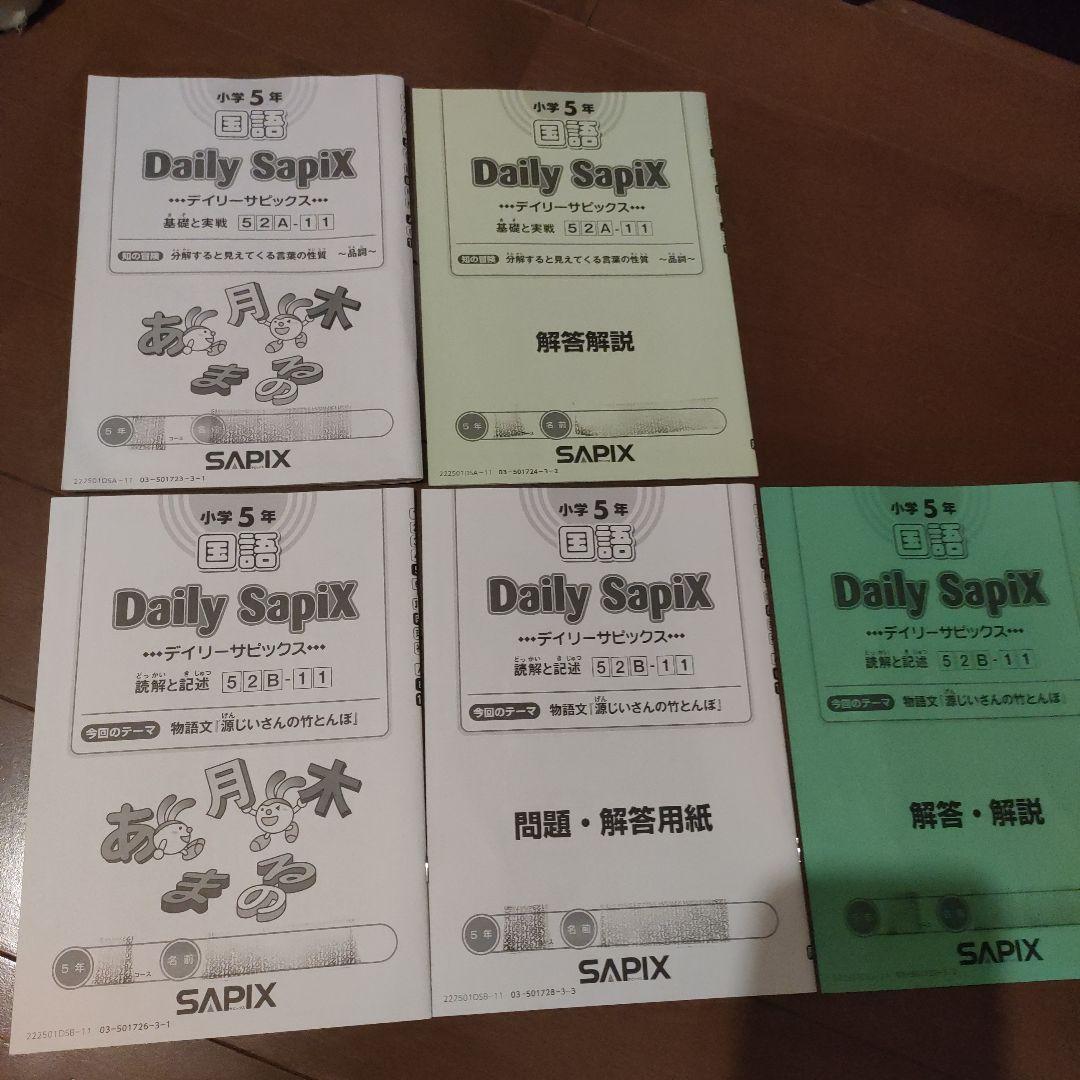 SAPIX 小学5年 国語 デイリー&春期＆夏期＆冬期セット 2022年度版