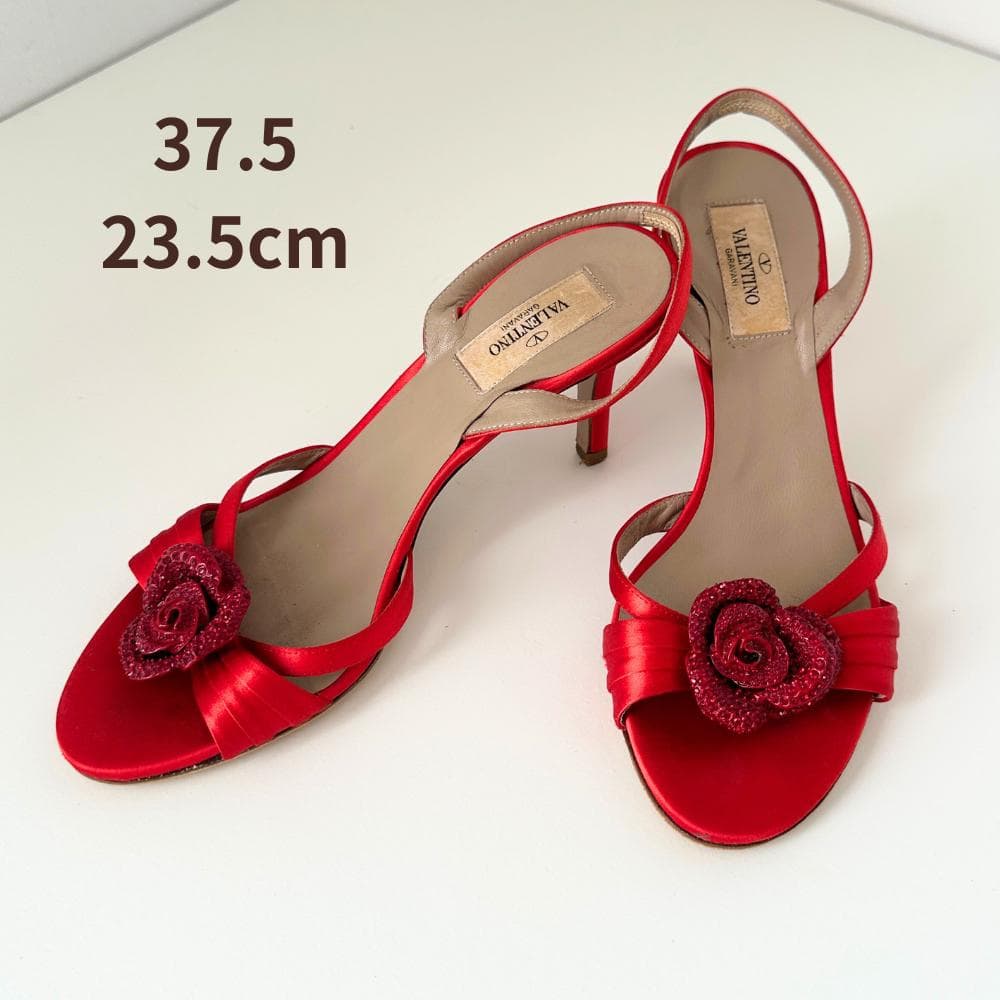 良品 ヴァレンティノ ヴィンテージ サンダル 赤 レッド 薔薇 37.5 良品 ヴァレンティノ ヴィンテージ サンダル 赤 レッド 薔薇 37.5