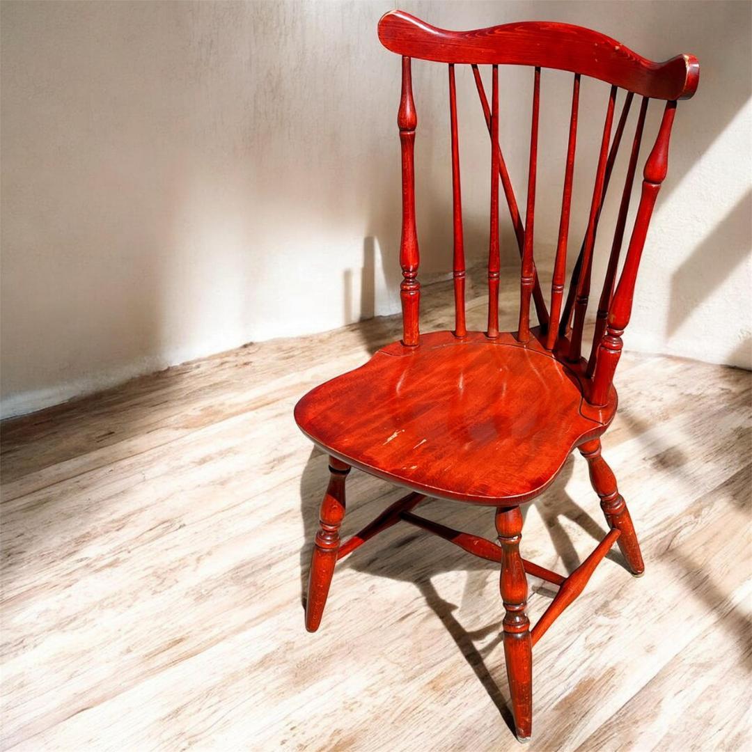アンティーク① 飛騨産業 ウィンザーチェア ブナ キツツキ 無垢材 赤
