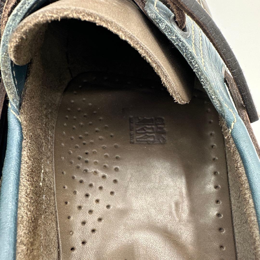 【Paraboot】デッキシューズ【25.5cm】ブラウン×ブルー レザー