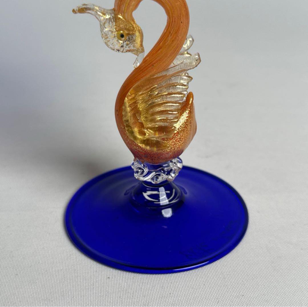 超希少】Elite Mrano ヴェネチアンガラス ムラーノガラス 金彩 白鳥