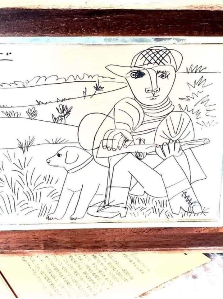 安心の本物保証。PABLOPICASSO作「狩人」ピカソ、純銀製、相続人承諾書