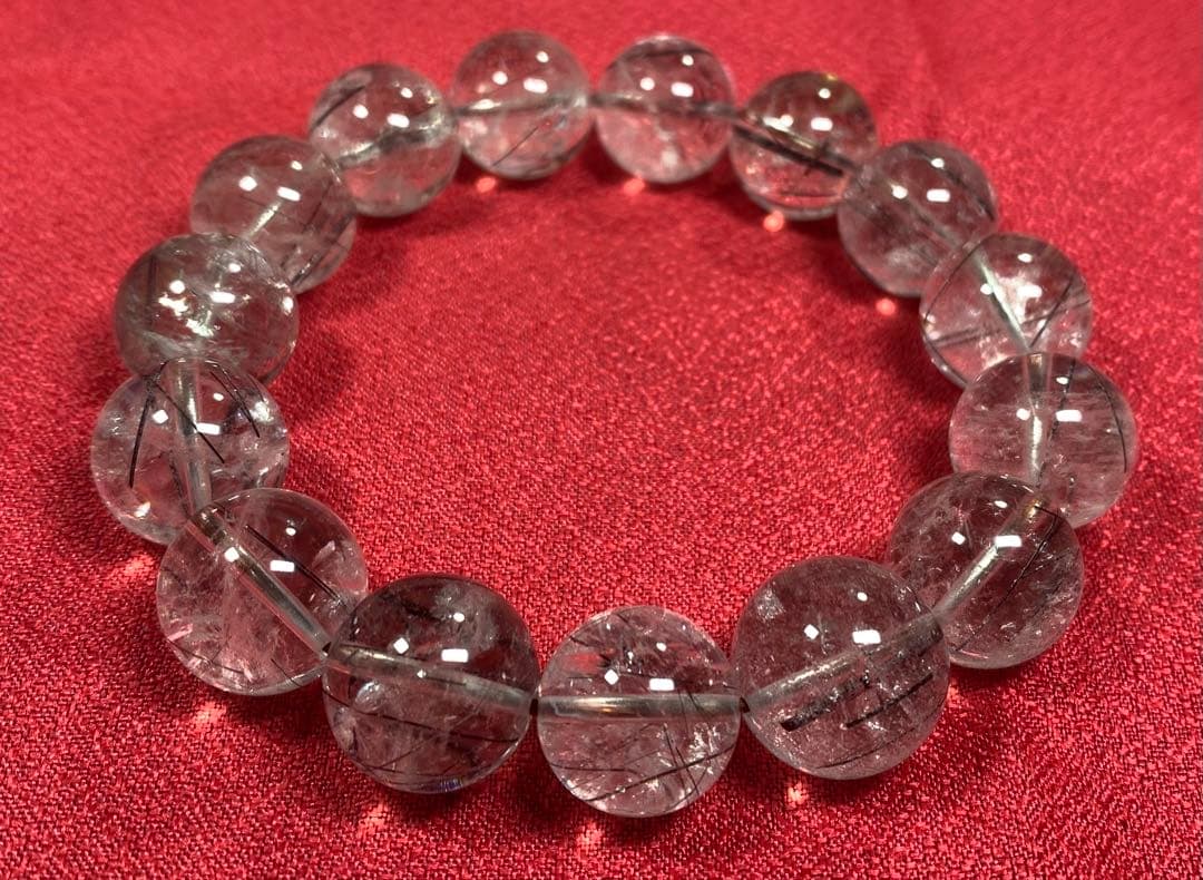 数珠　ブラックルチルクォーツ　男女兼用のブレスレッス 楽天市場】ブラックルチルクォーツ ブレスレット 大玉 13.3mm 20cm