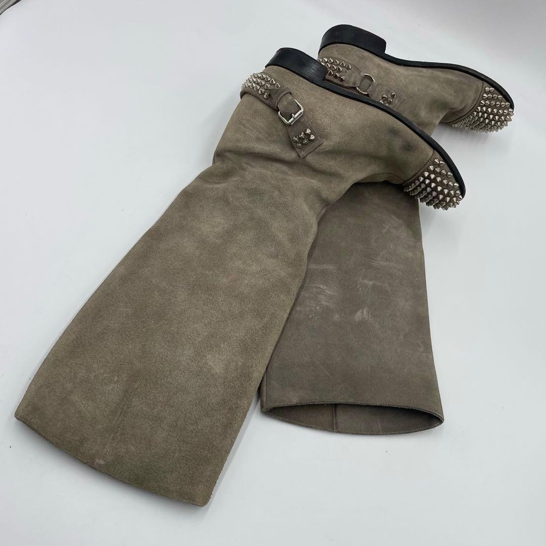 クリスチャンルブタン　スウェード　スパイク　ロングブーツ　24.5cm