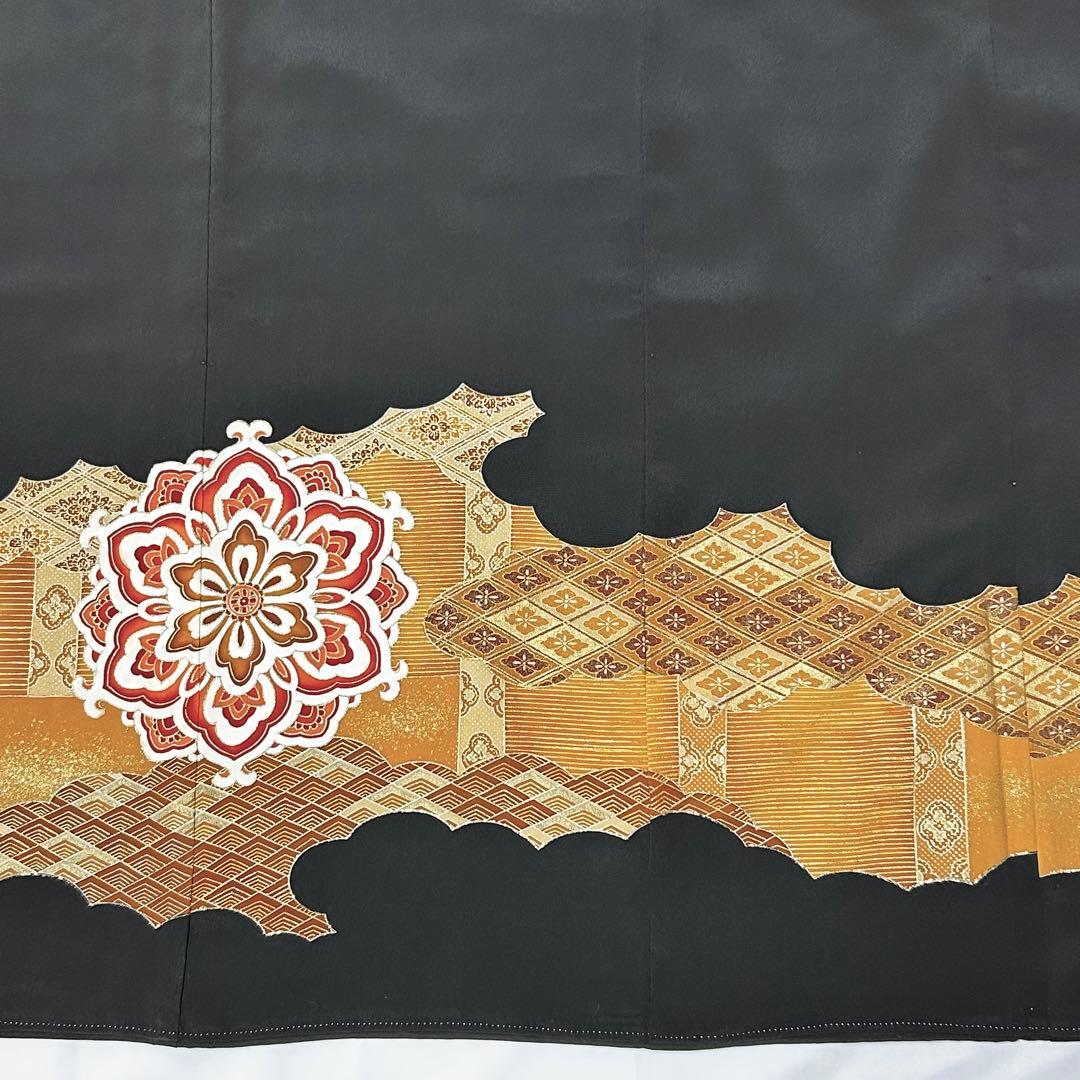644】友禅•金箔•金駒刺繍 黒留袖 - メルカリ