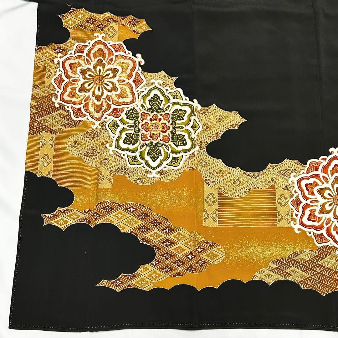 644】友禅•金箔•金駒刺繍 黒留袖 - メルカリ