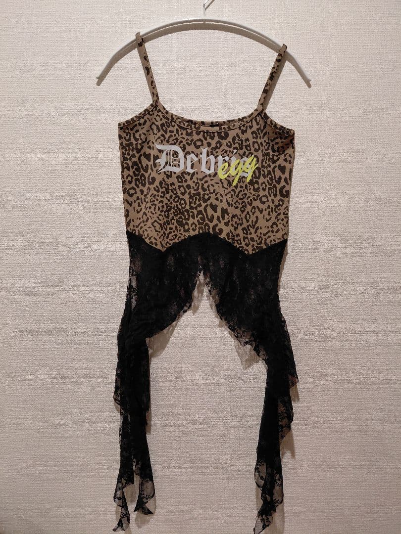 新品タグ付】egg ヒョウ柄レースキャミソール 平成ギャル 甘辛MIX