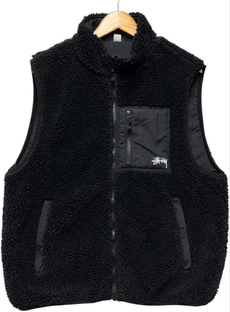 最終価格 stussy sherpa reversible vest Black Stussy Sherpa Reversible Vest, black – Norwood