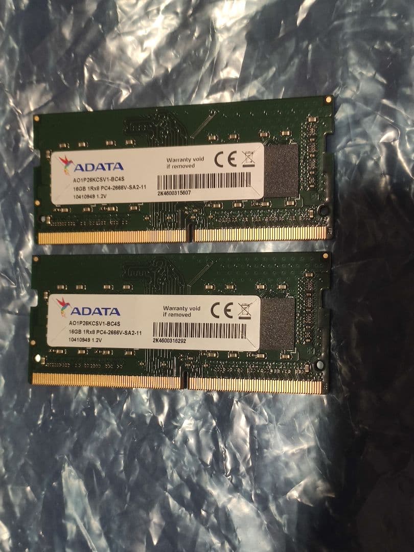 ADATA ノート用メモリ 16GB 2枚 合計 32GB DDR4 動作品 A-DATA ADATA 増設用メモリ ノート用 DDR4-3200 PC4-25600 260PIN[SO