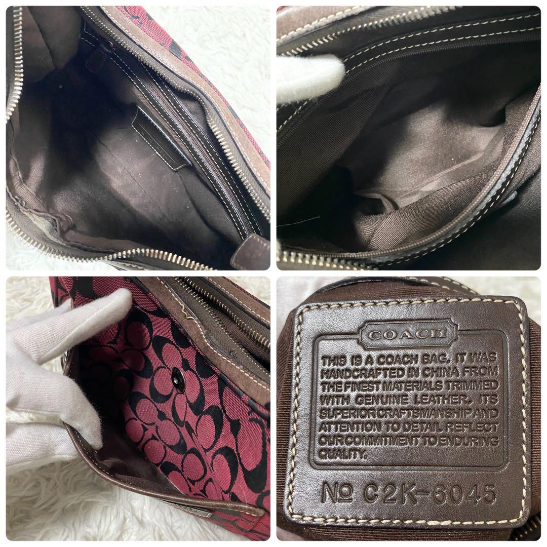 コーチ ホーボー ワンショルダーバッグ シグネチャー キャンバス 赤