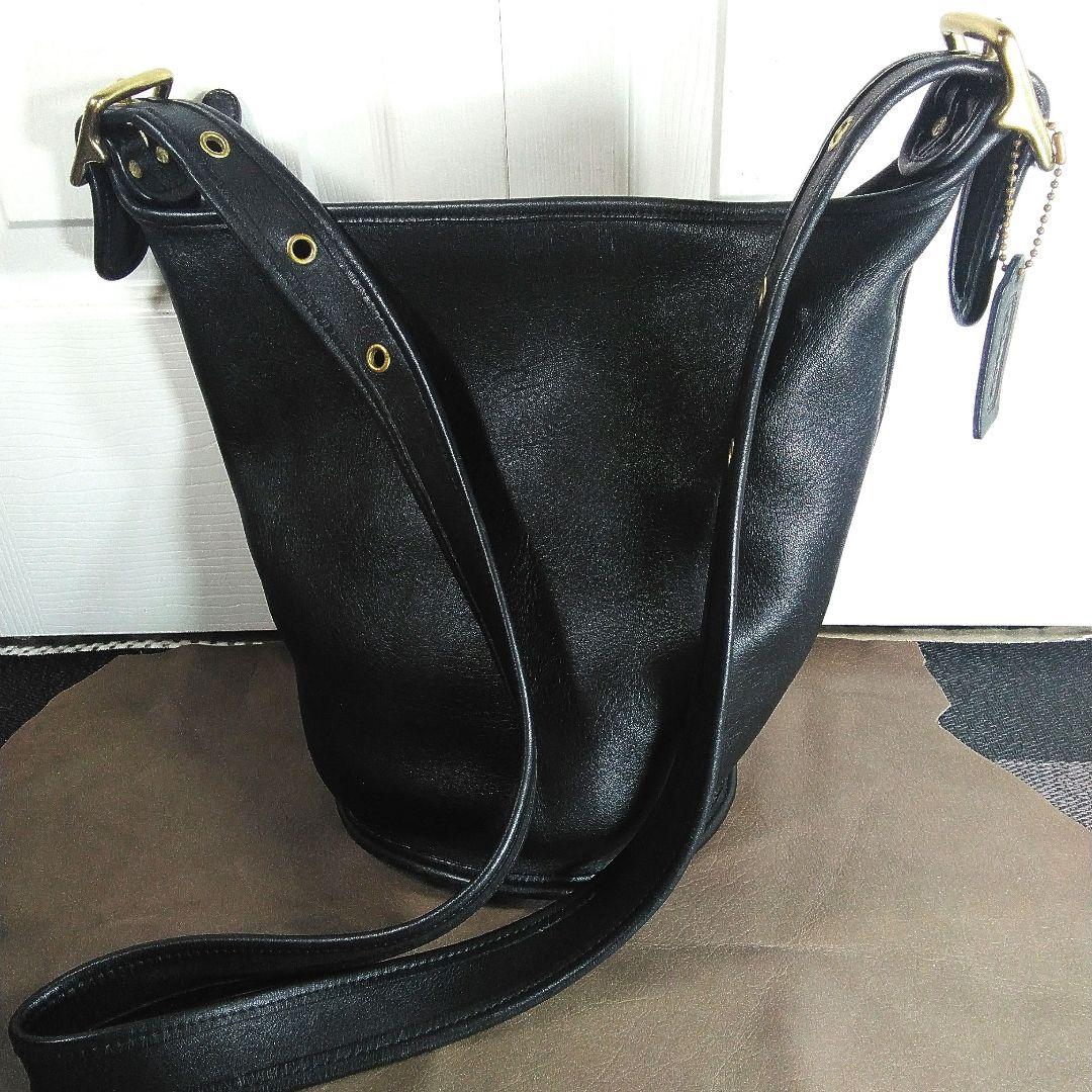 ❮USA製❯オールドCOACHレザーバケット型ショルダーバッグ USA製 COACH オールド コーチ バケツ型 レザー ショルダーバッグ