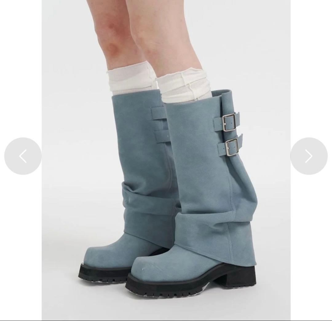 joubie バックル付きロングブーツ ライトブルー Juze（ジュゼ） ブーツ 「抗菌防臭」インソールタンクロングブーツ