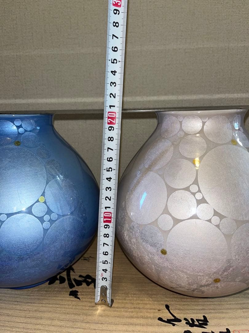 中田一於 淡青釉・淡桜釉 釉裏銀彩 壺 一対 N38 日本工芸会正会員 九谷焼