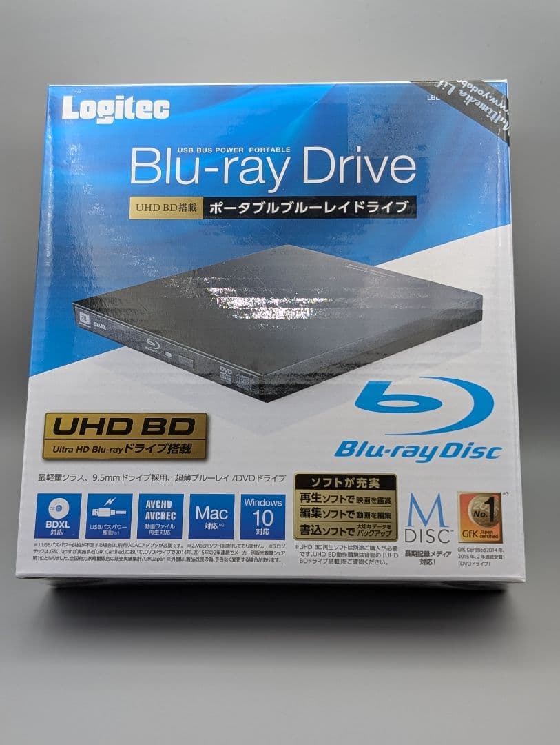 LogitecUHD BD対応ポータブルBDドライブ LBD-PVA6U3VBK LBD-PVA6U3VBK UHD BD搭載 ポータブルBDドライブ 1個 ロジテック