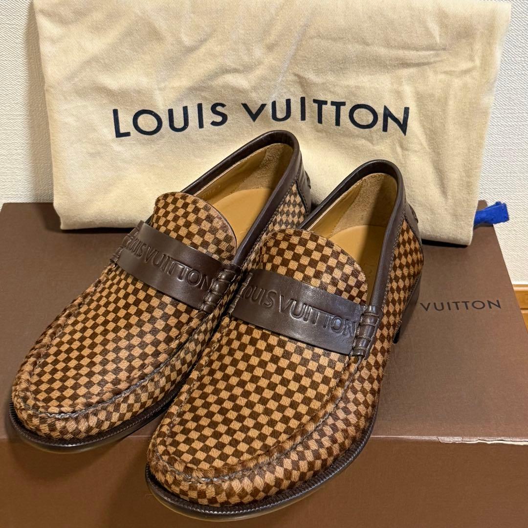 ルイヴィトン ✨新品未使用✨ダミエソバージュ ハラコレザーローファー ブラウン ルイ ヴィトン ハラコ レザー ローファー ダミエ ソバージュ ブラウン