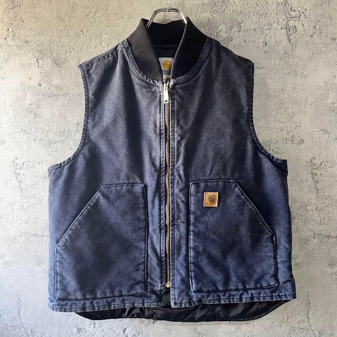 90s古着 Carhartt カーハート ダックベスト メキシコ製 革パッチ