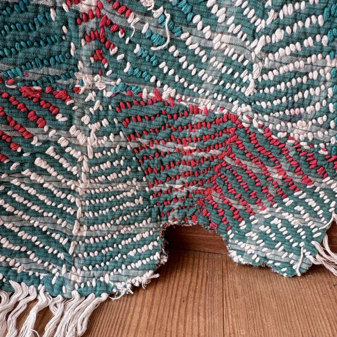 未使用＊訳アリ ヴィンテージラリーキルト グリーントライアングル