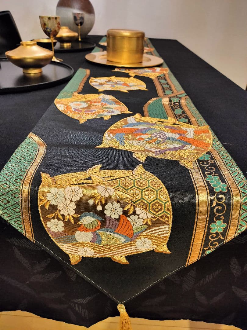 A645★逸品‼️豪華刺繍‼️ひな祭り‼️袋帯正絹テーブルランナー2m20cm 7e360a420f2c2e7c2cb8380e1c312d