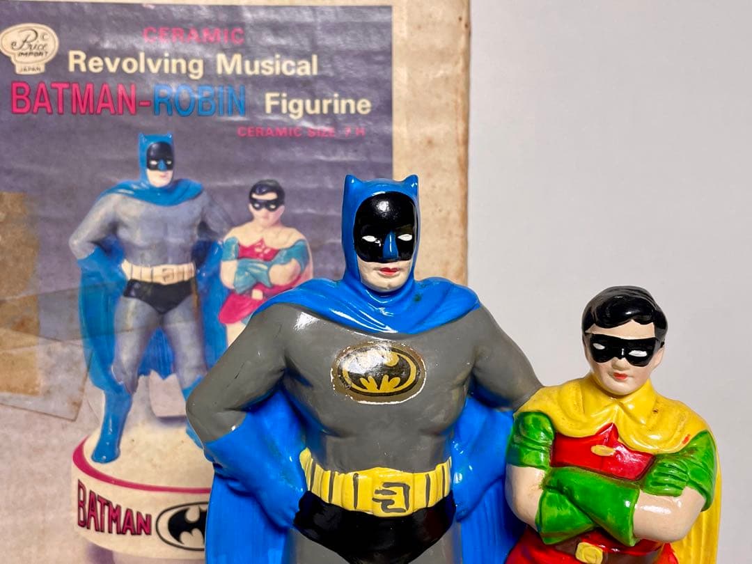 バットマンとロビン陶器製回転オルゴール箱付き レア レトロ 昭和