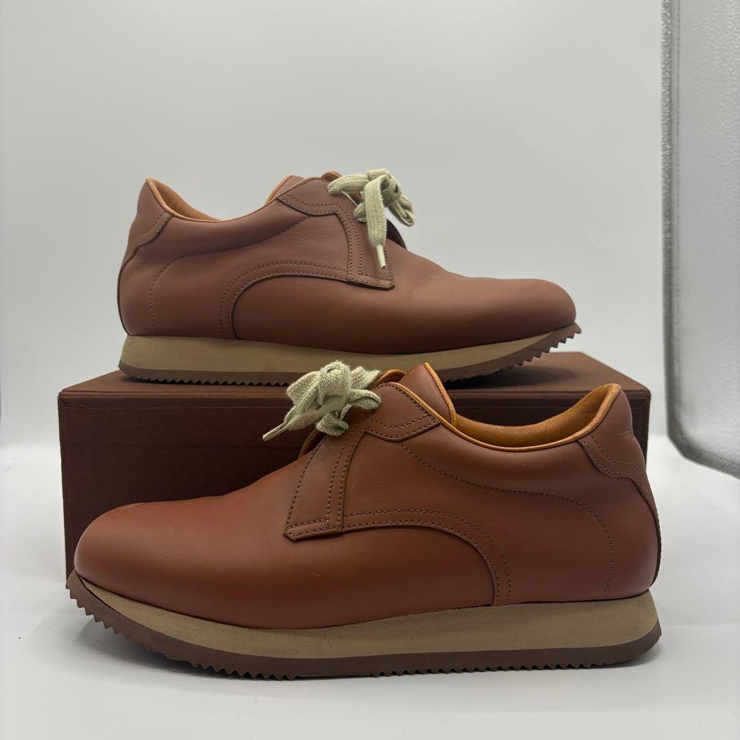 HERMÈS エルメス レザースニーカー ブラウン 39 1/2 - メルカリ