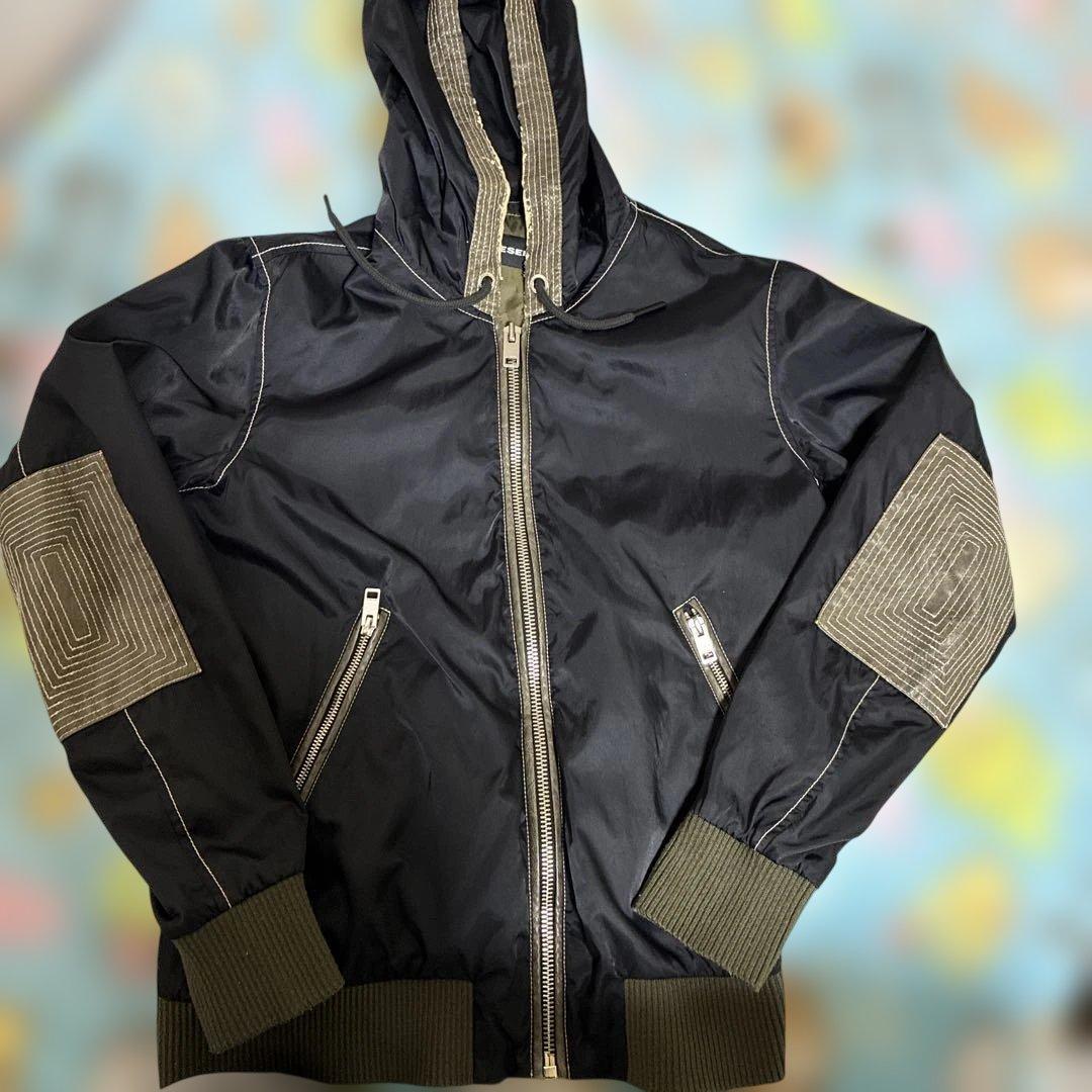 DIESEL ナイロンジャケット　メンズS レザー切り替え 中古・古着通販】DIESEL (ディーゼル) ナイロン切り替えジャケット