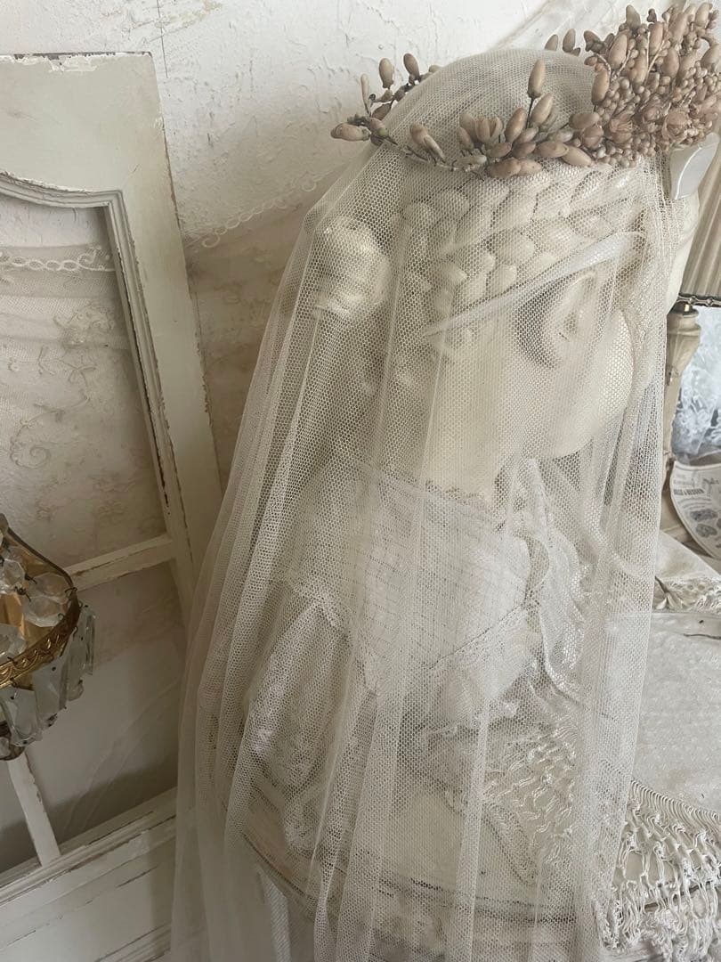 アンティーク　女の子　スタチュー　ガール　チャイルド　人物像　胸像　エクリュ