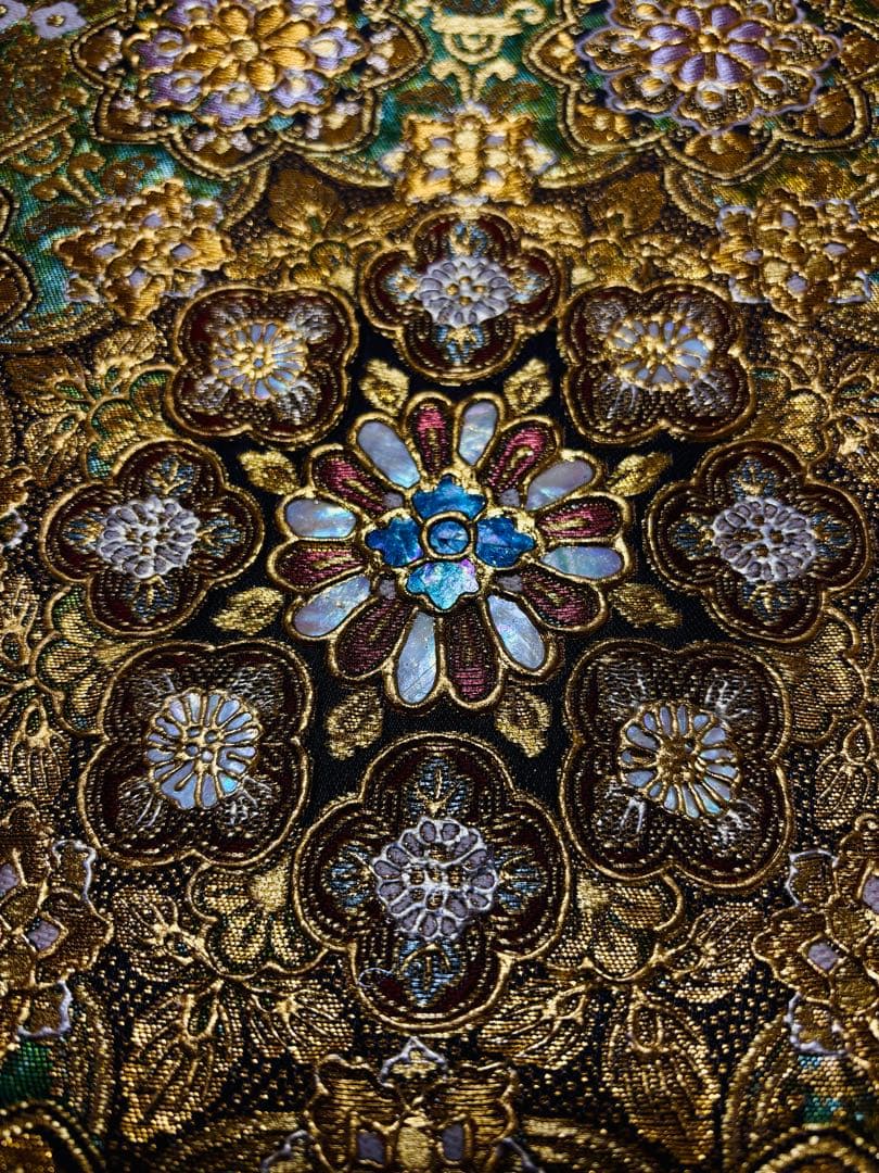 美品】螺鈿 宝相華 金色 六通 - メルカリ