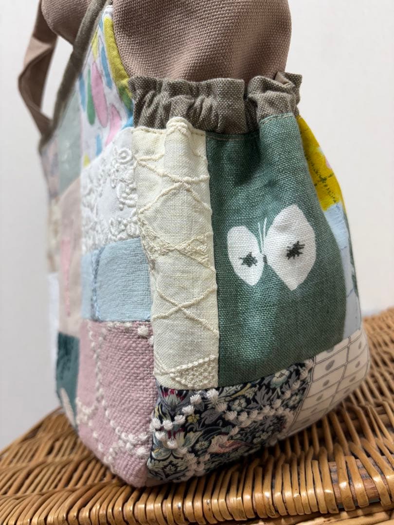 ミナペルホネン＊パッチギャザポケファスナートートL✂️ハンドメイド