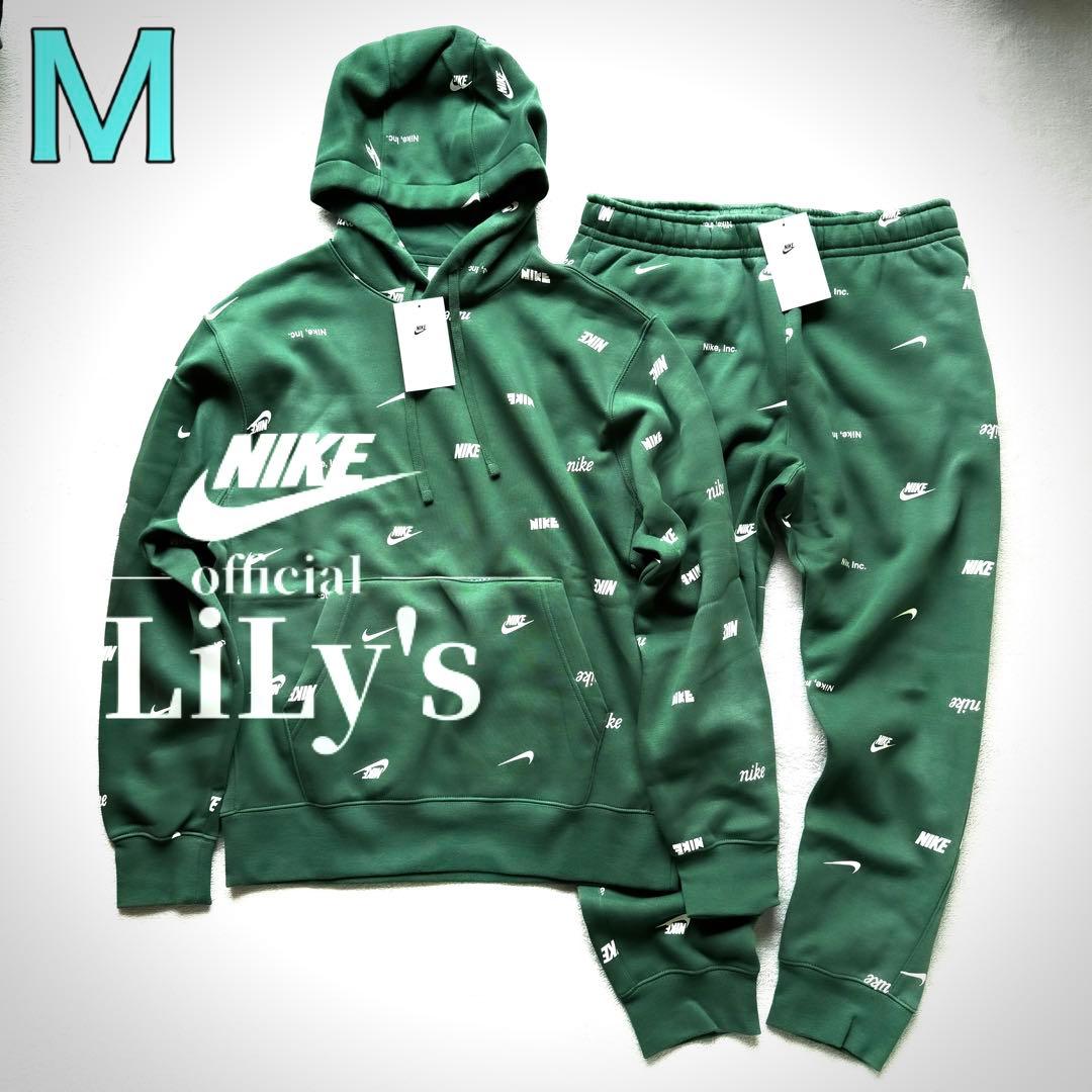 新品 NIKE上下セットアップ Mサイズ 総柄 緑 グリーン - メルカリ