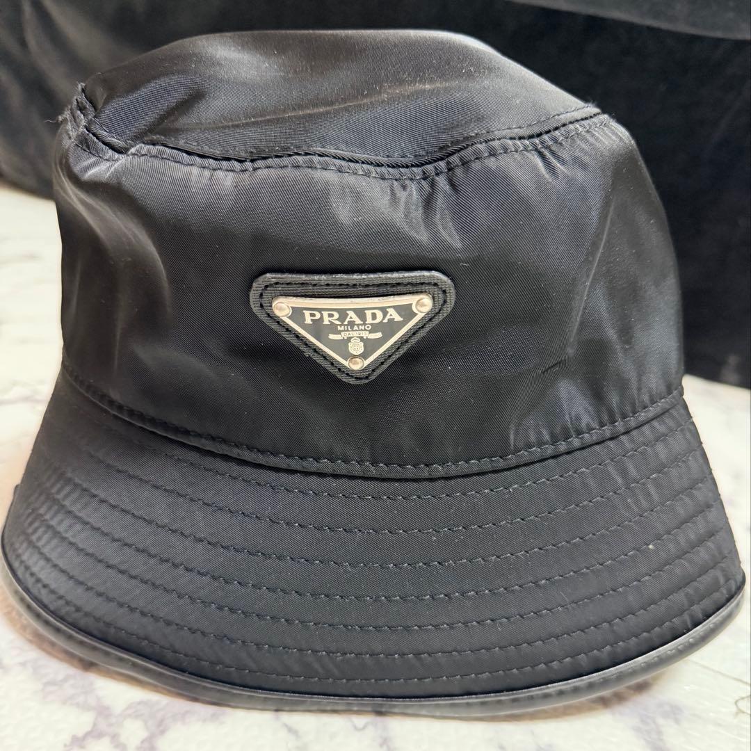 PRADA 黒 バケットハット バケハ M - メルカリ