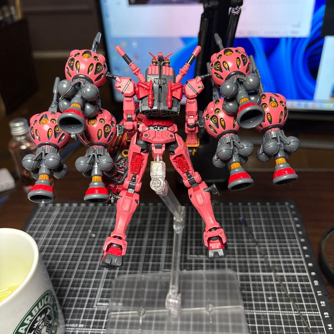 完成品】HG 赤いガンダム ビット6個 ザクバズーカ 部分塗装 - メルカリ